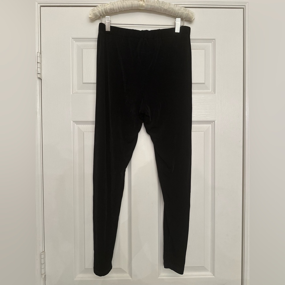 Flax By Jeanne Engelhart Ankle Pull On Pants Womens M Black Lagenlook Travel Vtg